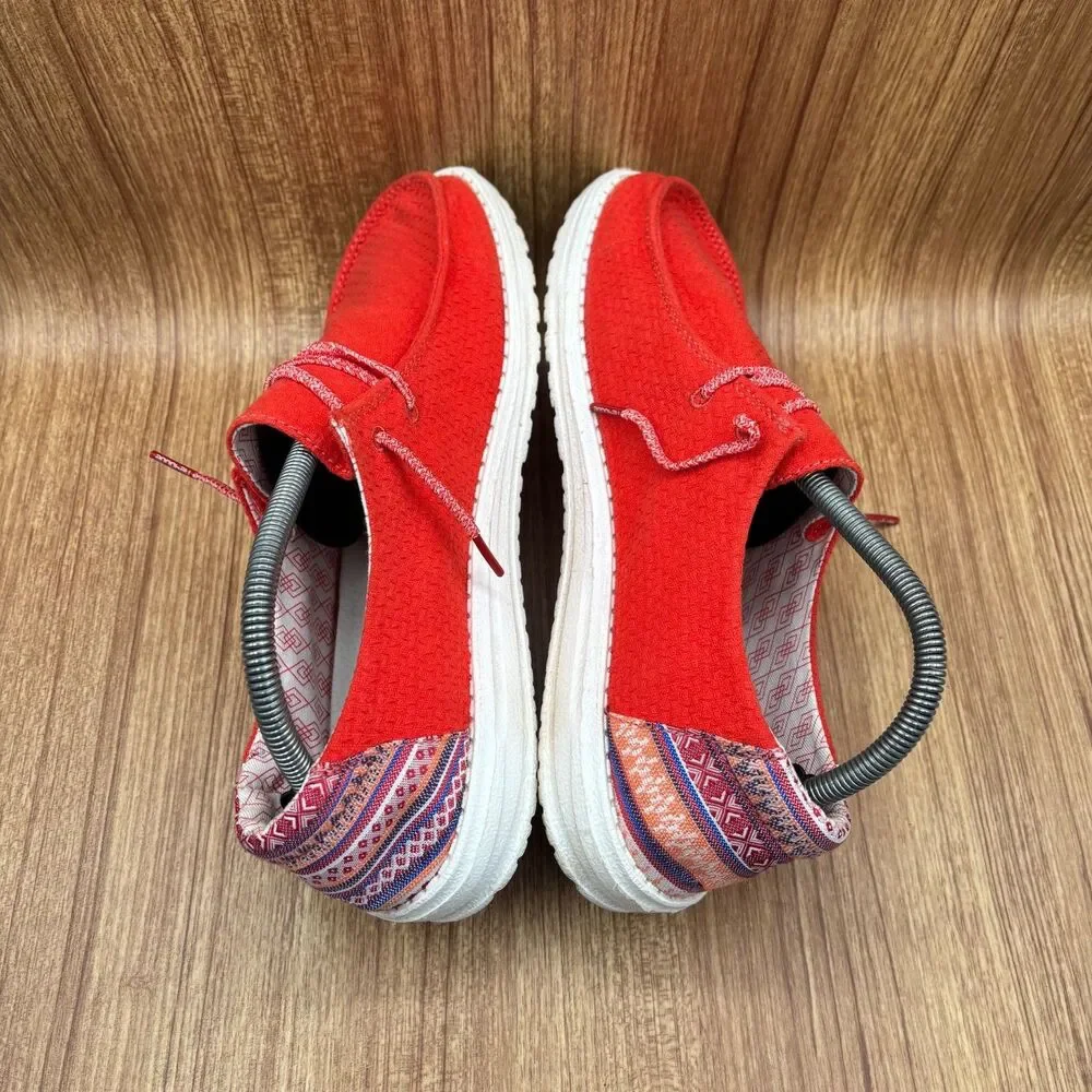 Hey Dude Wendy Aztec Red Loafer‎ Women's Shoes Size 11